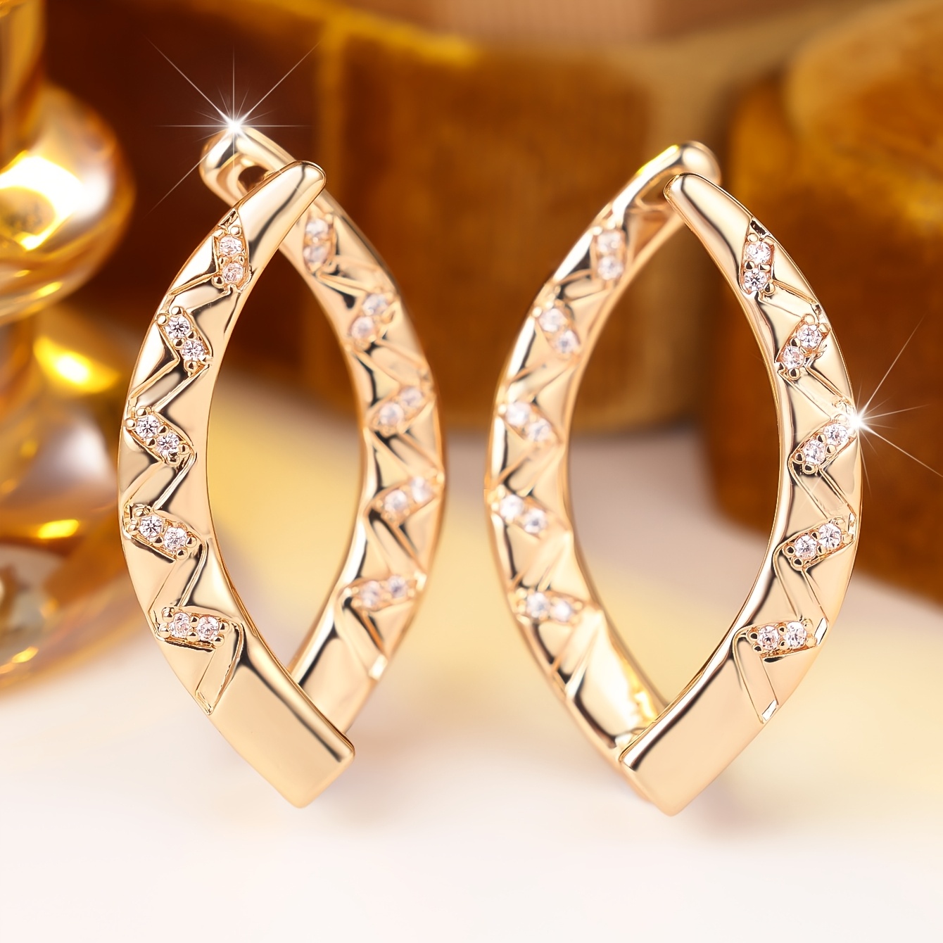 Women's Unique Hoop Earrings with Synthetic Zirconia